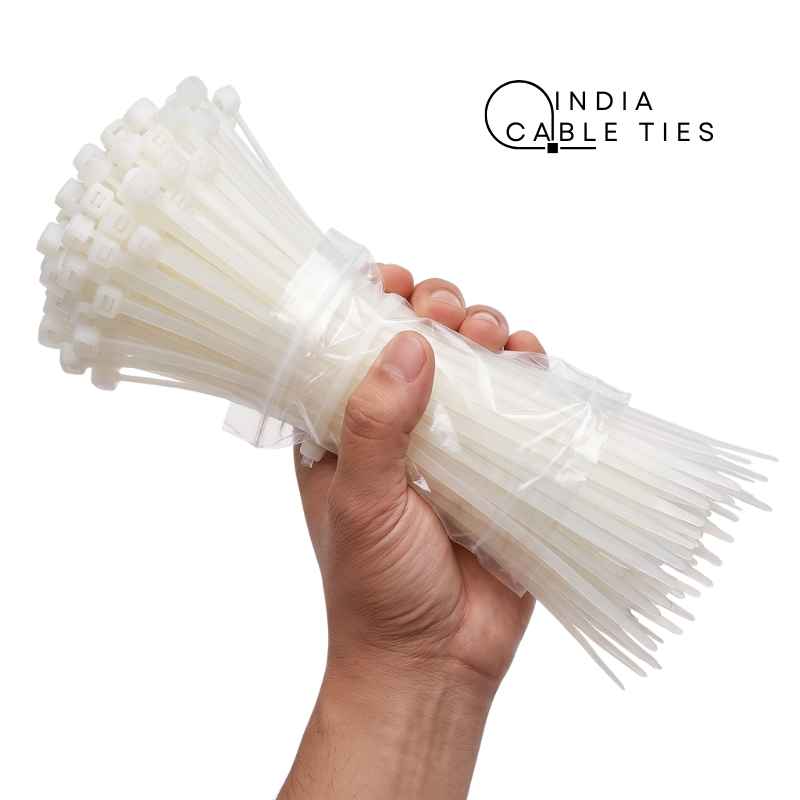 100 mm x 2.5 mm white nylon cable ties pack of 100
