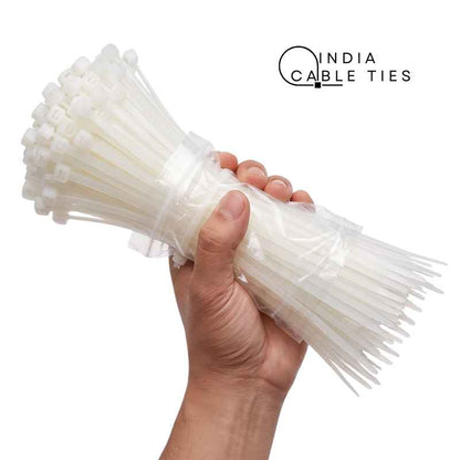 100 mm x 2.5 mm white nylon cable ties pack of 100